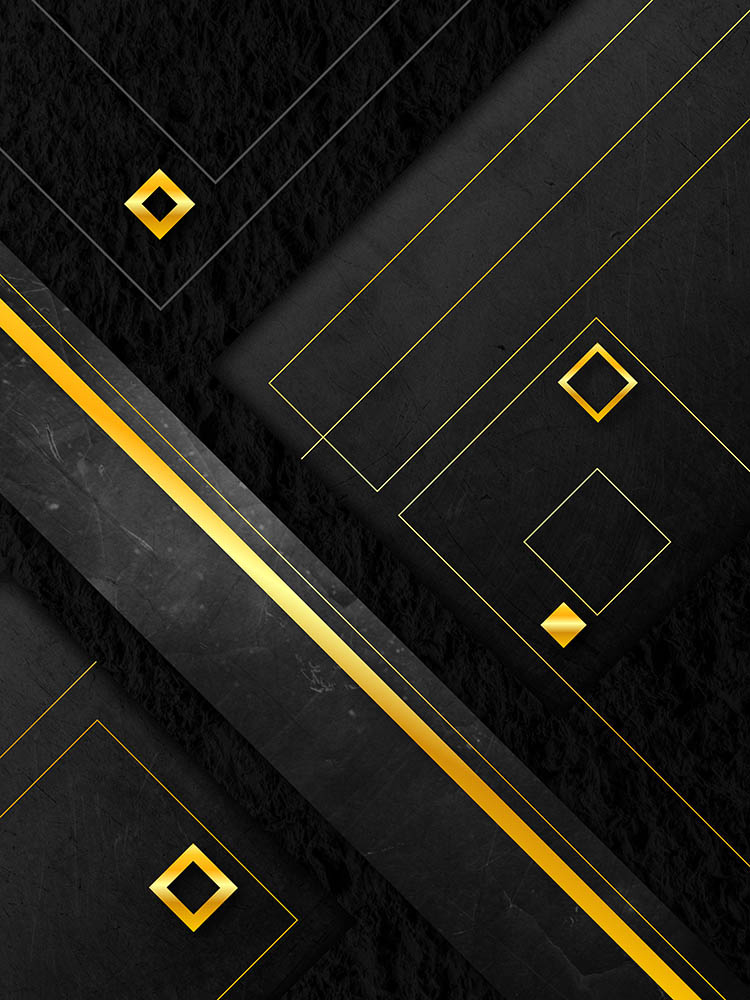 Abstrakte Wandkunst in Schwarz und Gold mit geometrischen Linien