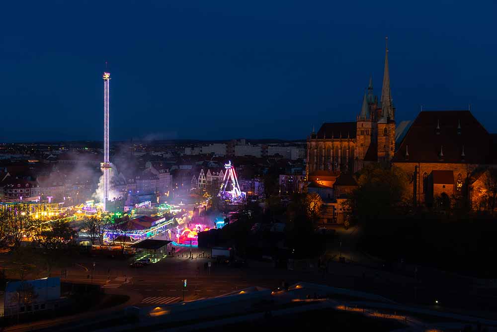 Erfurt at night with cathedral and Old Town Spring 2026