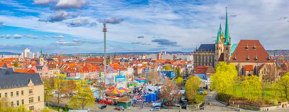 Panorama of Erfurt with Cathedral, St. Severus Church and Cathedral Square